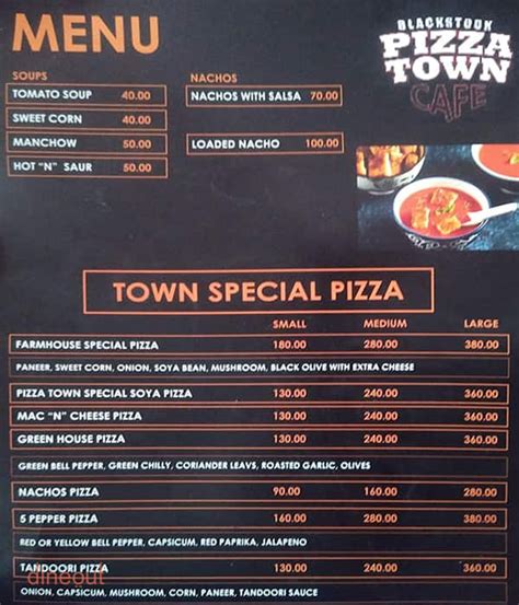 Menu Of Pizza Town Nit Faridabad Dineout