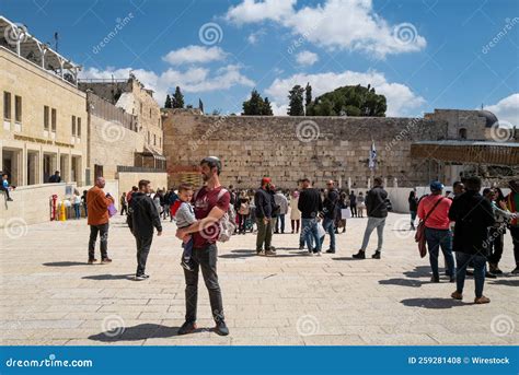 Group Of People Near The Western Wall In Jerusalem Editorial Stock