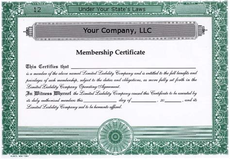 Llc Membership Certificate Free Template 47 Off