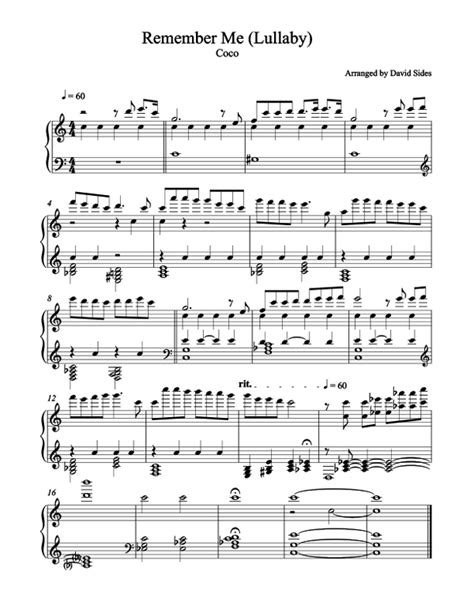 Remember Me Piano Sheet Music