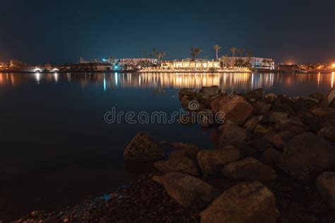 Beautiful Long Exposure of El Gouna Lagoon with a View of a Hotel at Night Stock Image - Image ...