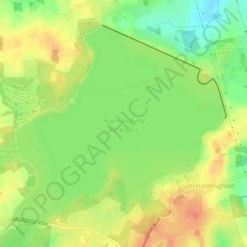 Hanningfield Reservoir topographic map, elevation, terrain