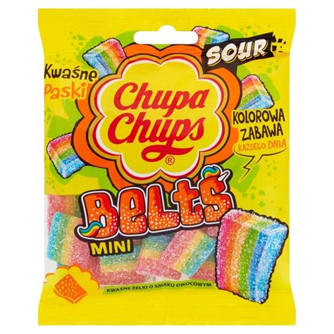 Cukierki Chupa Chups Mini Belts Kwaśne żelki o smaku owocowym 90 g