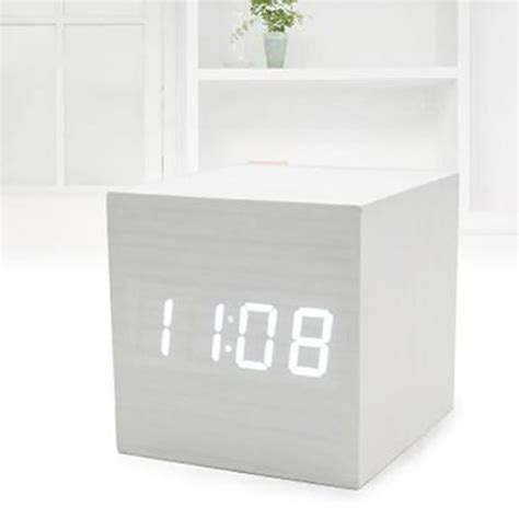 Moderne Houten Kubus Digitale Led Thermometer Kale Grandado