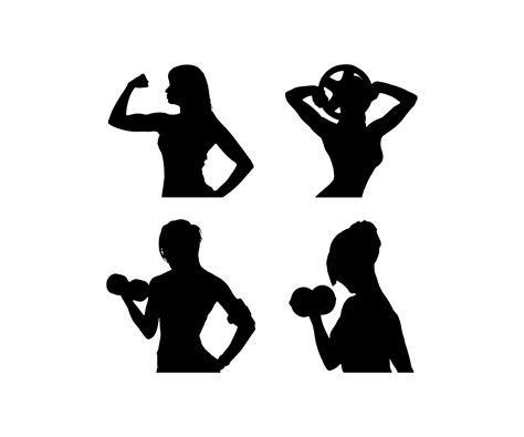 Fitness Club Logo With Exercising Athletic Man And Woman Isolated On