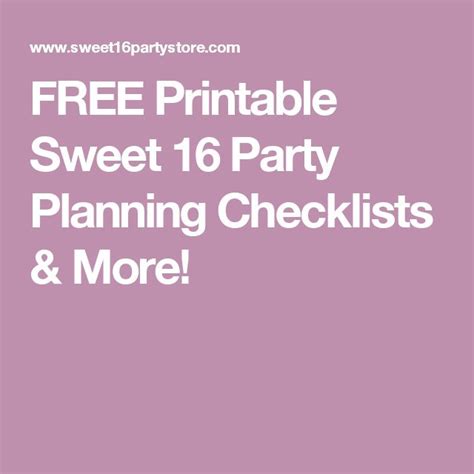 Sweet 16 Party Planning Checklist