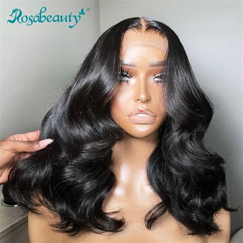 Rosabeauty Preplucked Density Body Wave Short Bob Human Hair Wigs