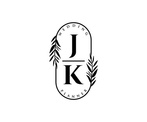 Jk Initials Letter Wedding Monogram Logos Collection Hand Drawn Modern