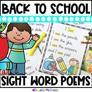 Back To School Sight Word Poems For Shared Reading Sight Word Poetry