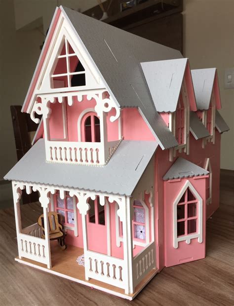 Casa Casinha De Boneca Mdf Pintada Polly Móveis R 250 00 em