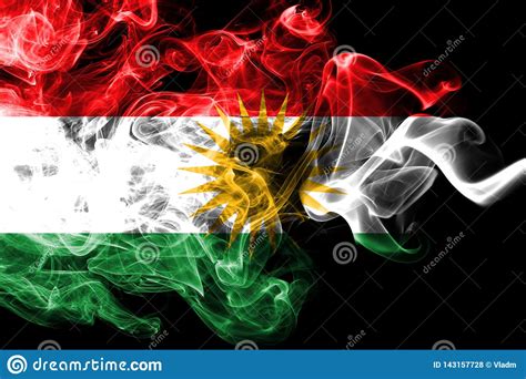 Kurdistan Smoke Flag Iraq Dependent Territory Flag Stock Illustration