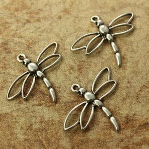 Dragonfly Charms Dragonfly Pendants Antiqued Silver Tone Etsy