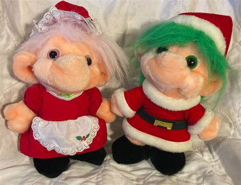 Vintage Trolio Trolls Christmas Set Mr Mrs Claus Santa Plush Doll Holiday 1992 Ebay Mrs