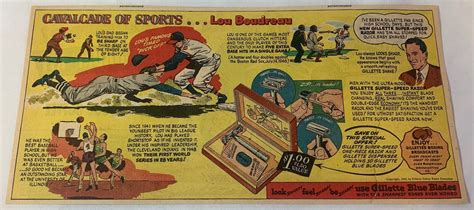 1949 Gillette Razors Newsprint Ad LOU BOUDREAU Cleveland Indians EBay