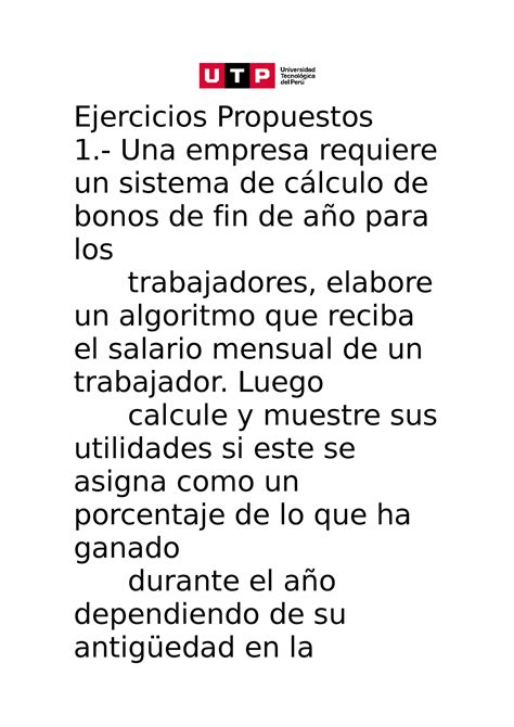 S S Algoritmos Ejercicios Propuestos Una Empresa Requiere Un