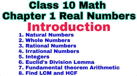 Class Ch Real Numbers Introduction Real Number Notes Euclid