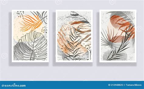 Botanical Wall Art Vector Set Stock Vector Illustration Of Midcentury