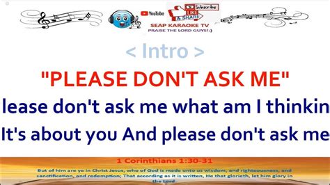 Please Don T Ask Me Karaoke Lyrics By John Farnham Youtube