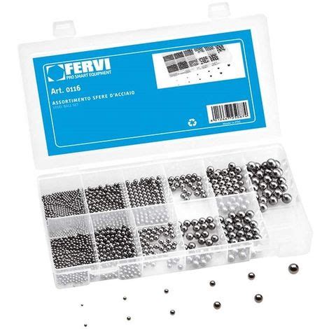 Serie Set Kit Assortimento Sfere D Acciaio Cromate Metriche Fervi