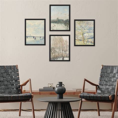 Pixonsign Framed Wall Art Autumn Winter Countryside Lake Forest Posters