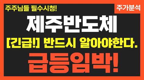 제주반도체 주가전망 긴급 단독공개 5분전 이거 놓치면 후회합니다 제주반도체 제주반도체주가 제주반도체전망 제주