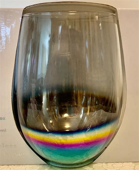 Gradient Rainbow Stemless Wine Glasses Set Of 2 New In Box 17 Oz Ebay