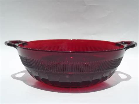 Vintage Royal Ruby Red Glass Berry Bowls Or Fruit Salad Set Rays And Ribs