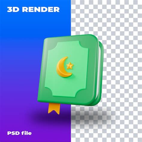 Premium Psd Al Quran Book D Icon D Render High Resolution Psd