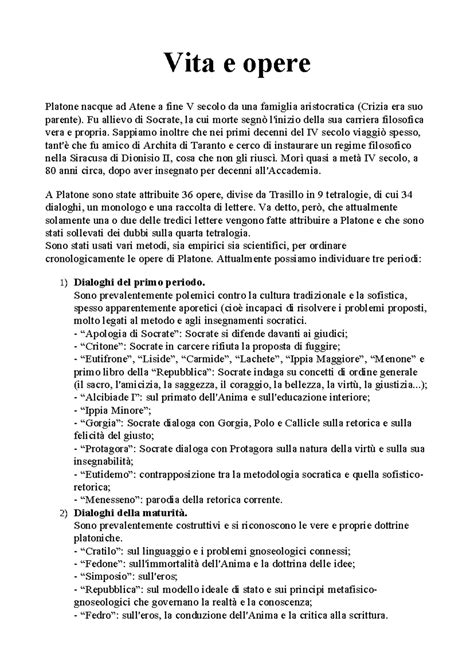 Platone Riassunto Storia Della Filosofia Antica Vita E Opere