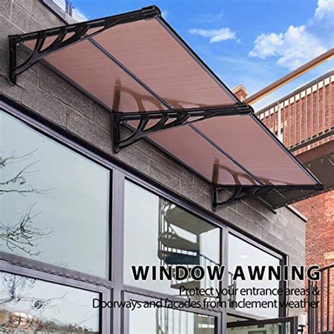 Vivohome Polycarbonate Spliced Window Door Awning Canopy Brown With