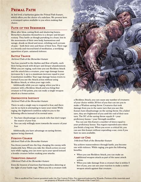 The Berserker Revamped A New Take On The Most Beloved Barbarian Subclass By Dreamfarers