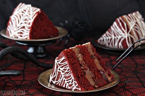 Spiderweb Naked Red Velvet Cake With Chocolate Cream Cheese Frosting