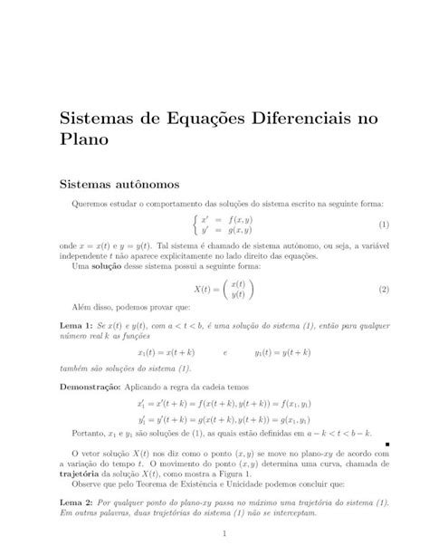 PDF Sistemas De Equac Oes Diferenciais No PlanoSistemas De Equac Oes