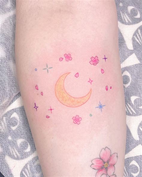 Cartoon Crescent Moon Tattoo