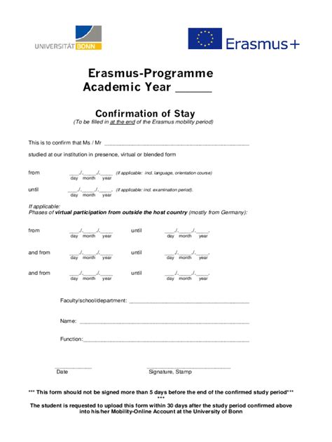 Fillable Online Erasmus Programme Academic Year Fax Email Print PdfFiller