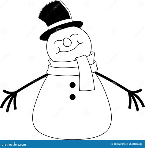 Outlined Happy Snowman Cartoon Character with Open Arms for Hugging ...