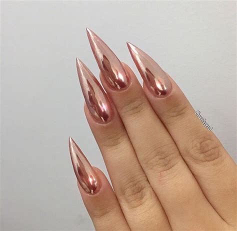 80 Rose Gold Chrome Stiletto Nails Omnivorvora