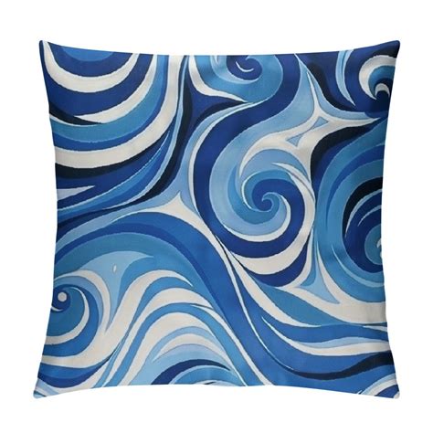 Creowell Decorative Marble Pillow Covers Soft Luxury Royal Blue Cobalt