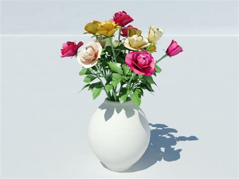 Roses Vase 3D Model Realtime 3D Models World