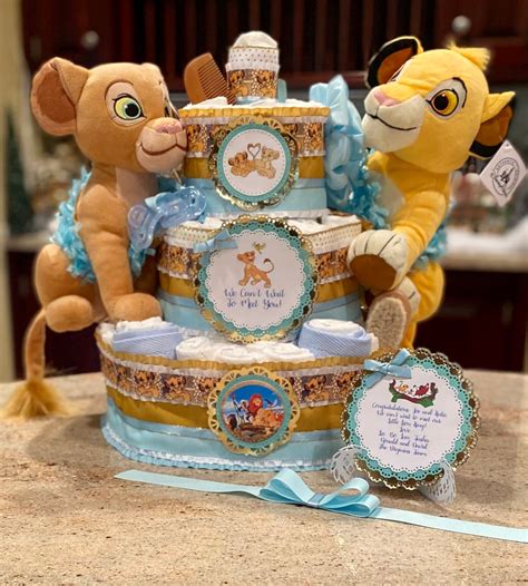 4 Tier Lion King Diaper Cake Simba And Nala Diaper Cake Lion King