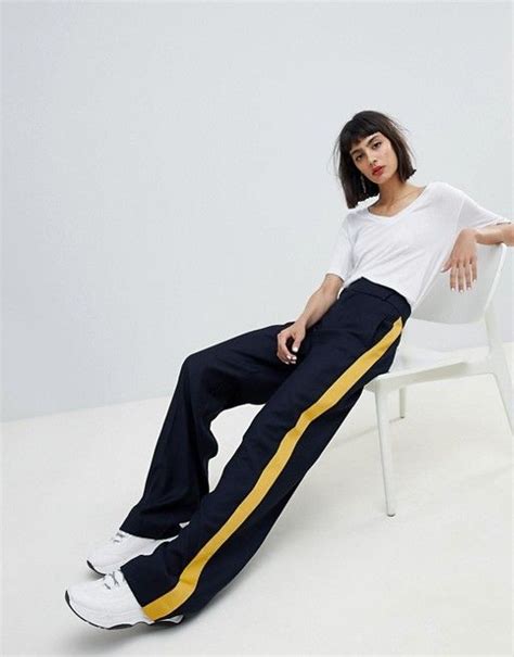 Mango Side Stripe Wide Leg Pants Asos Striped Wide Leg Pants