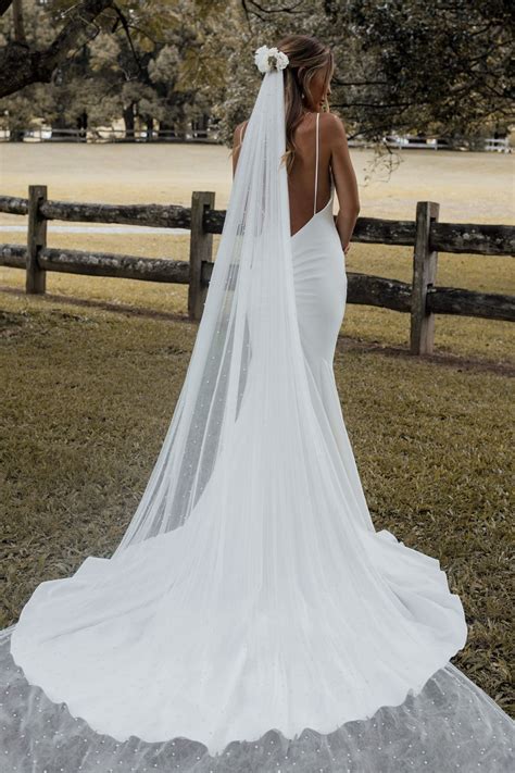 Pearly Long Veil Bridal Veil With Pearls Grace Loves Lace Bride