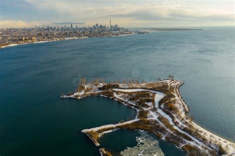 Humber Bay Park View Of Downtown Toronto Canada Winter Season Stock