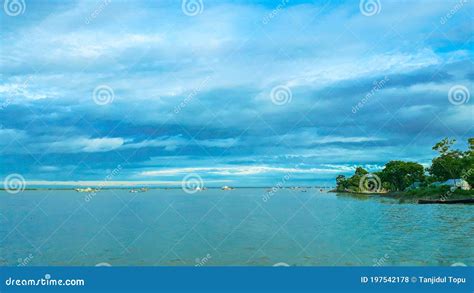 The Meghna River. stock photo. Image of beach, reflection - 197542178