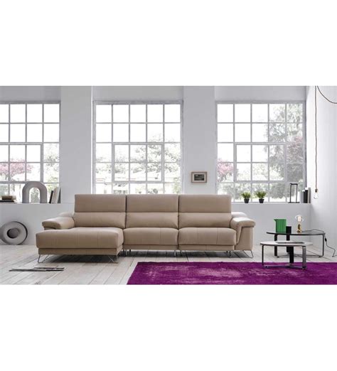 Sofa Chaise Longue Piel De Cm Mod Estela