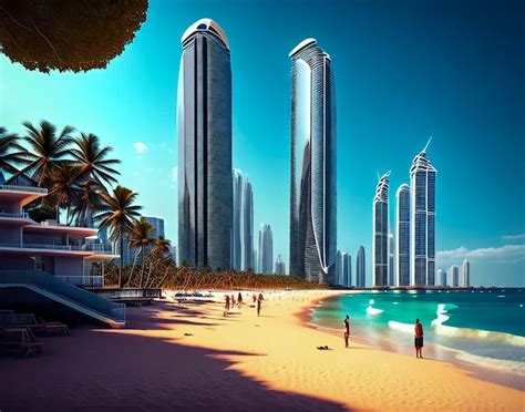 Premium Ai Image Skyscrapers Near The Beach Vacation