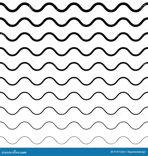 Teste Padrão Sem Emenda Do Vetor Linhas Onduladas Horizontais