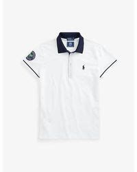 Polo Ralph Lauren Wimbledon Logo Embroidered Cotton Polo Shirt In White