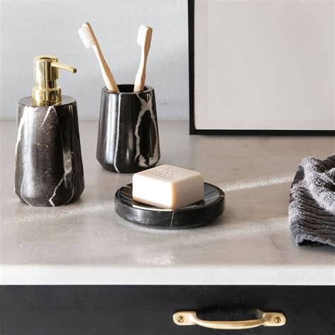 Set Da Bagno In Marmo Nero E Oro Qechic