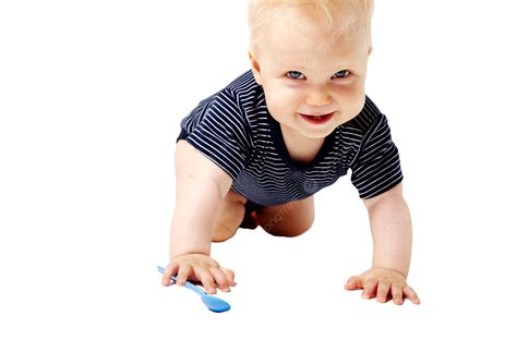 Happy Baby Crawling On Knees Child Childhood Isolated Toddler Png